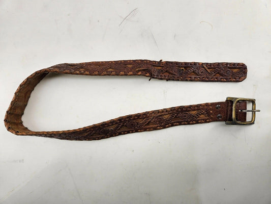 Vintage Mexican Hand Tooled Leather Belt