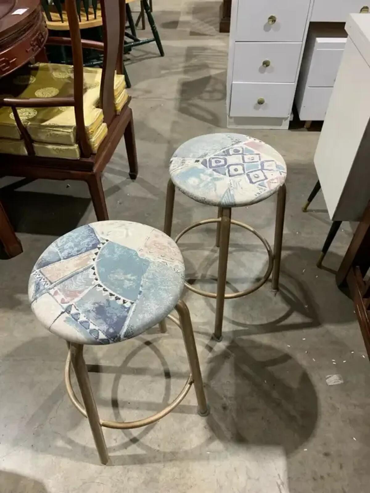 Vintage upholstered Stools -set of 2