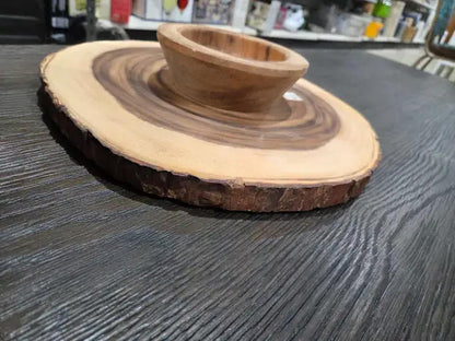 Wood Chip & Bowl 14" Serving Set