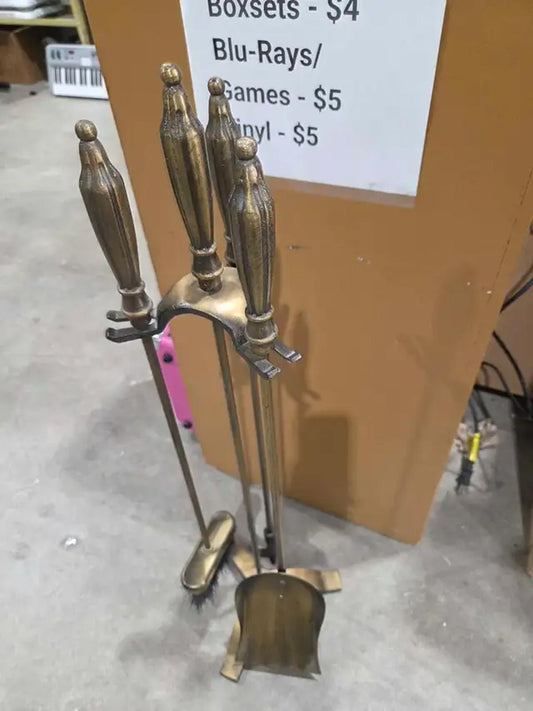 Vintage Brass Fireplace Tool Set