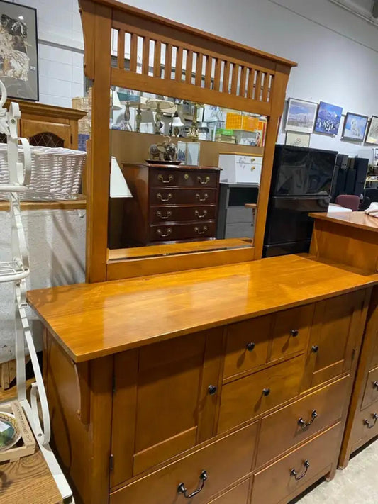 Solid Wood Bedroom Dresser with Mirror