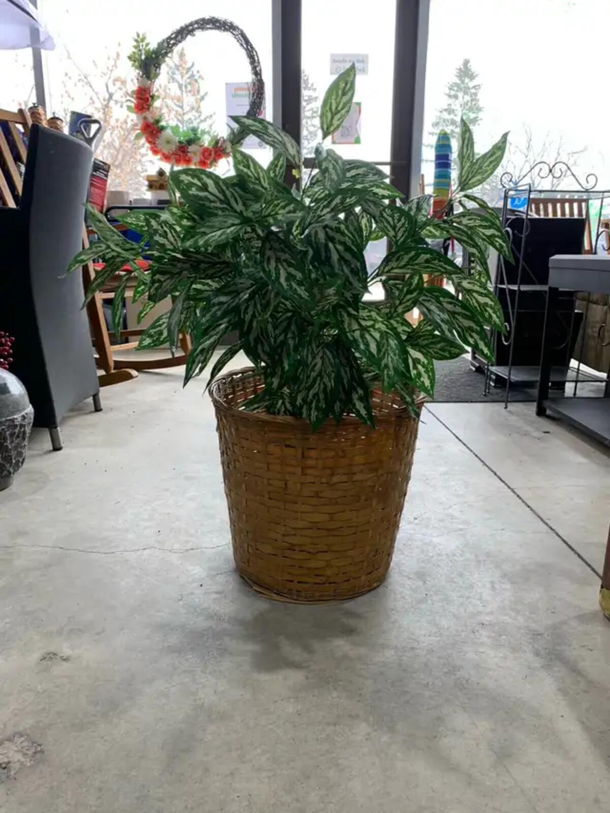 Potted Fake Plant with Wicker Pot