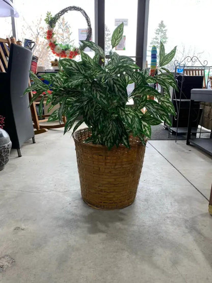 Potted Fake Plant with Wicker Pot