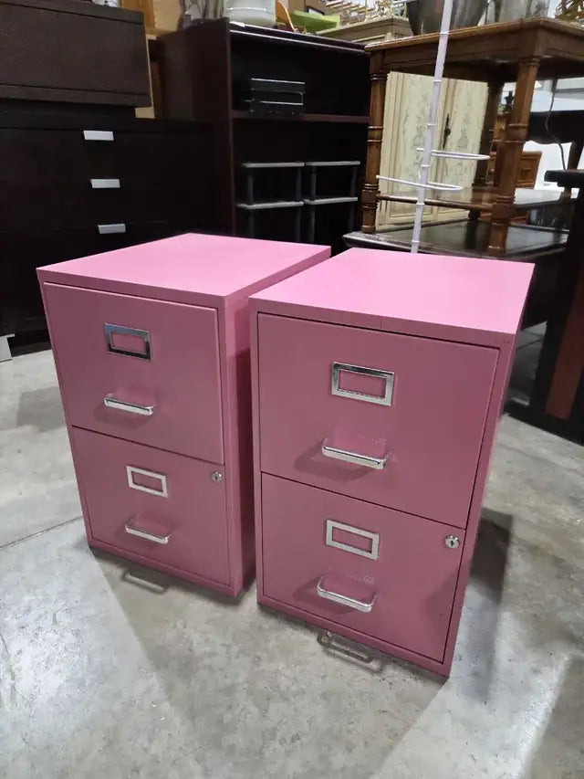 Pink Metal Filing Cabinet - 2 Available