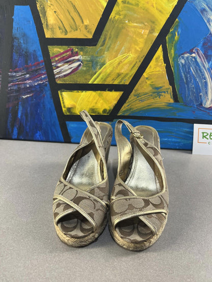 Women’s Coach Espadrille Wedge Sandals (Beige, Size 9 US)