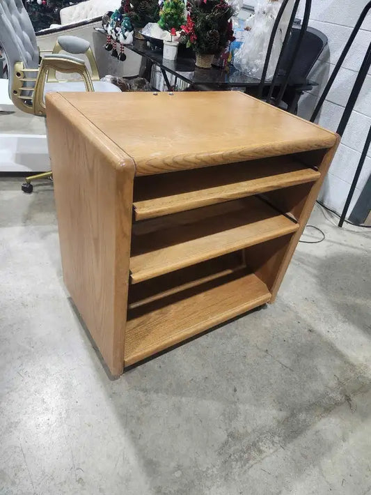 Oak Rolling Storage Table