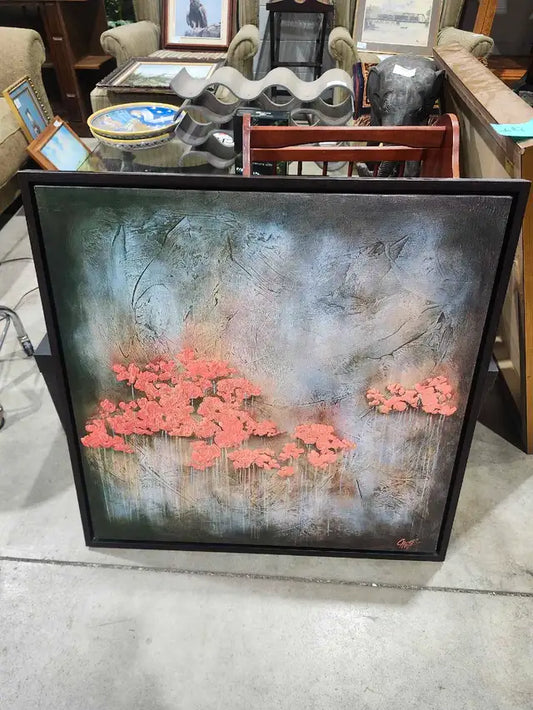 Framed Floral Canvas Painting