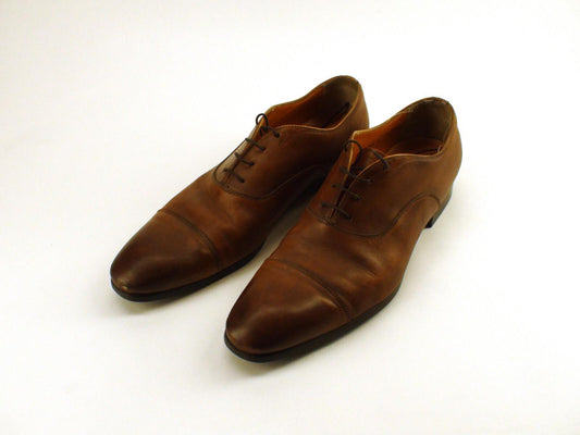 GOOD CONDITION Santoni Salem Oxford Brown Leather Shoes - 392055 2 D Size 10 US