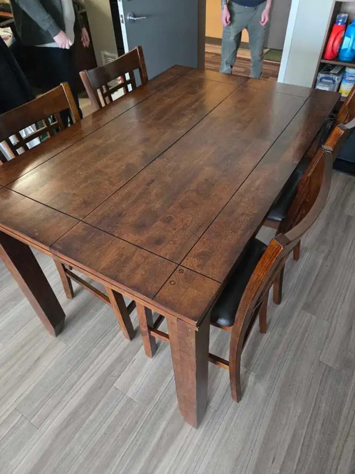 Wooden Extendable Counter Height Dining Table Set