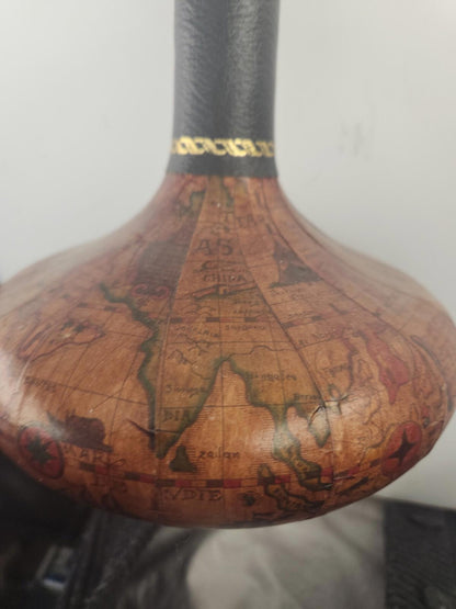 Leather Wrapped Glass Wine Decanter - World Map