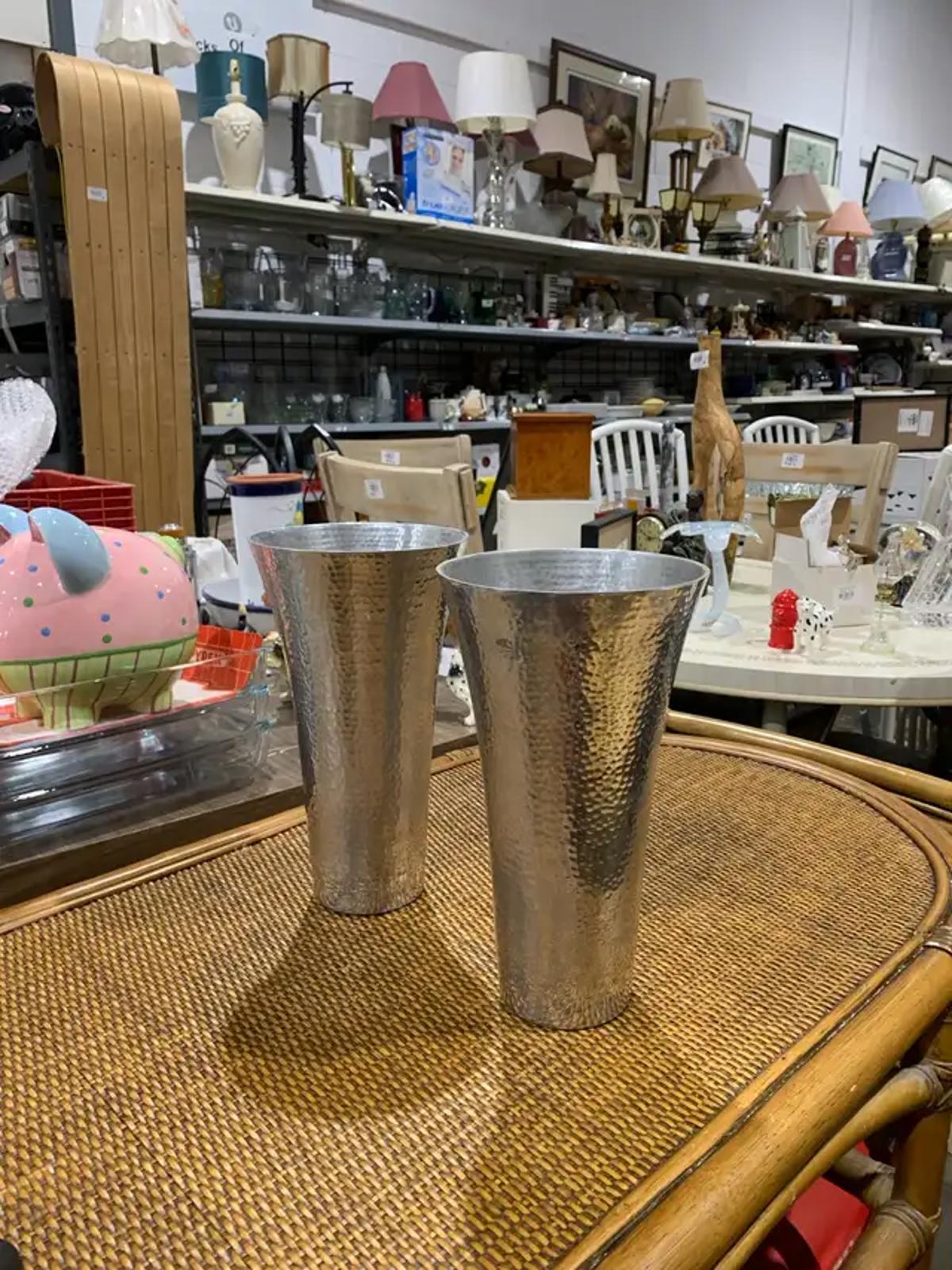 Hammered Silver Vases