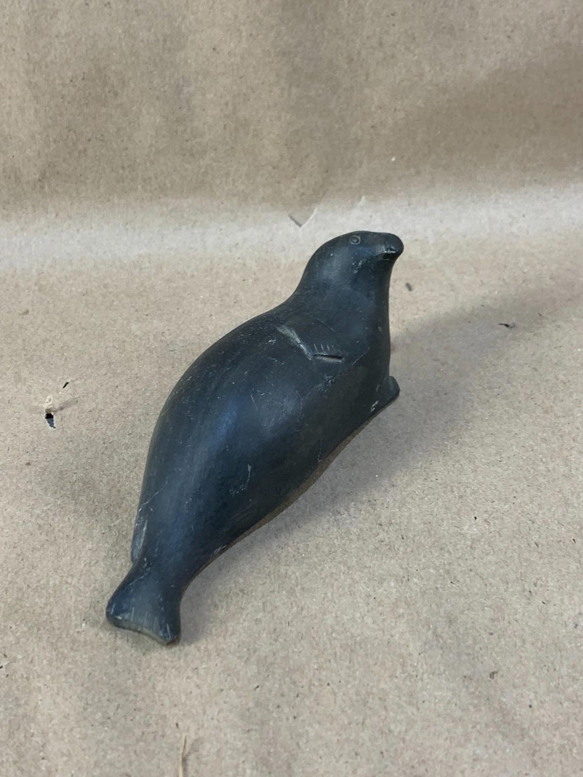 Vintage Inuit Soapstone Carving Handmade Seal Sculpture