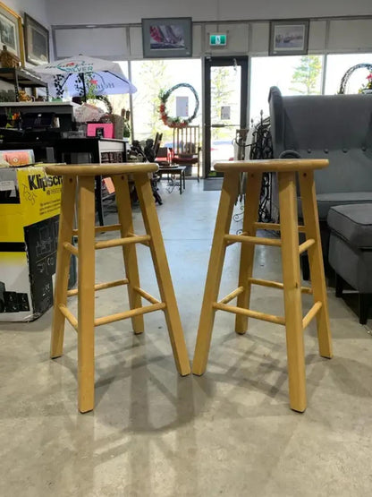 Set of 2 Wooden Stools