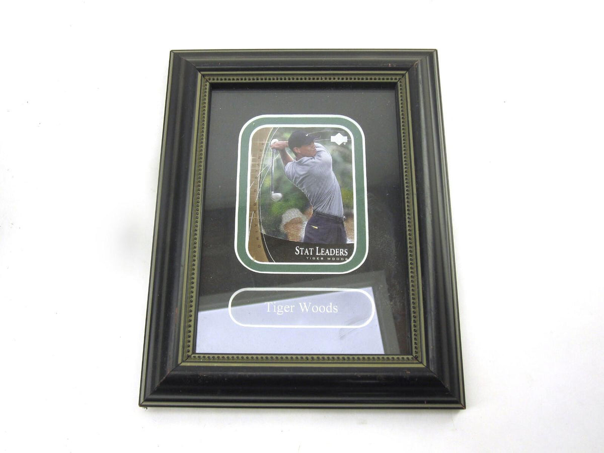 Carte de golf Upper Deck 2001 Tiger Woods, leader des statistiques de distance au drive, encadrée