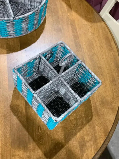 Blue and Grey Wicker Garden organizer set of 2