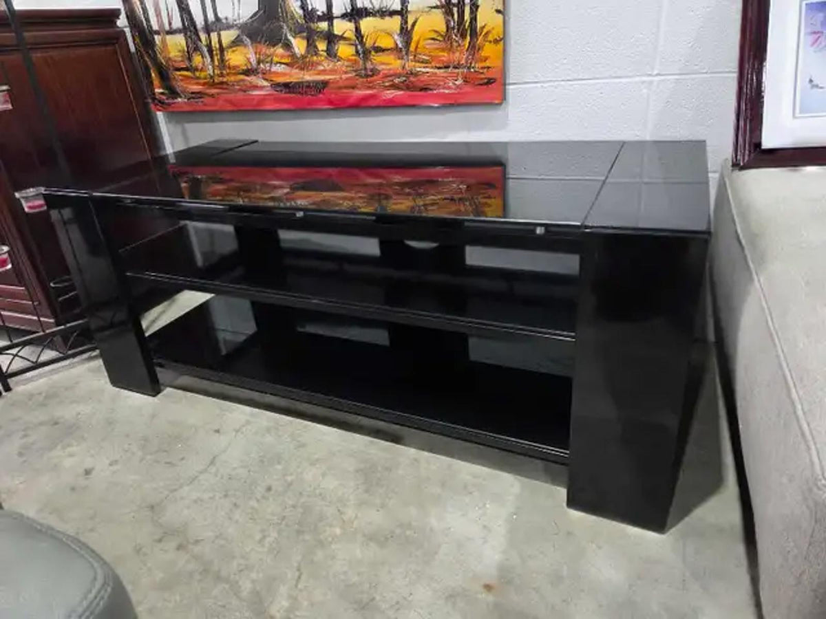 Meuble TV en verre noir