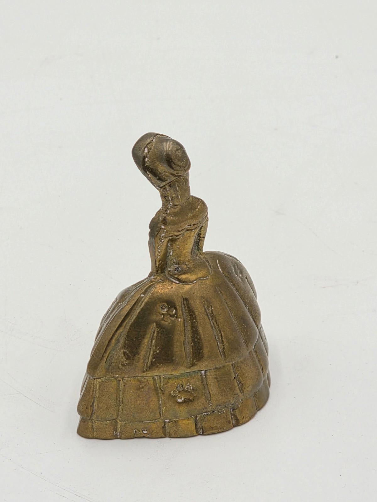 Vintage Brass Crinoline Lady Bell: Rustic Mid Century Dinner Bell - England