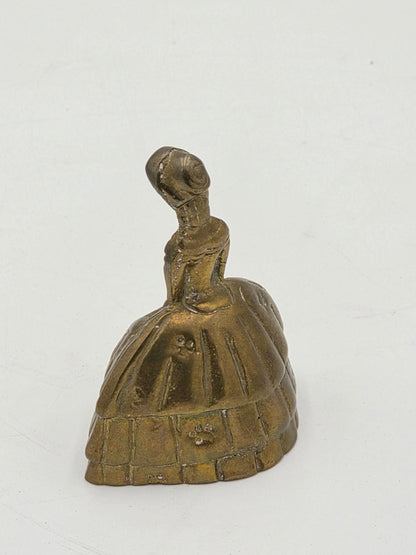 Vintage Brass Crinoline Lady Bell: Rustic Mid Century Dinner Bell - England