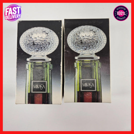 2x Mikasa Tee Time Lead Crystal Bottle Stopper Golf Ball