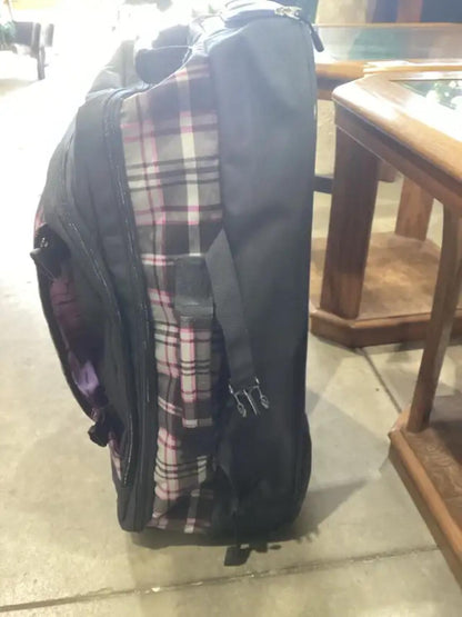 Plaid Tracker Rolling Backpack Suitcase