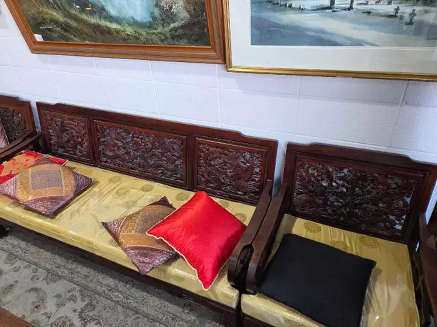 Carved Asian Living Room Set
