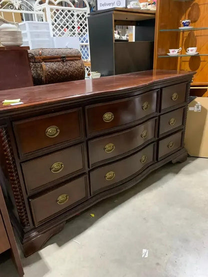 9 Drawer Mahogany Effect Dresser