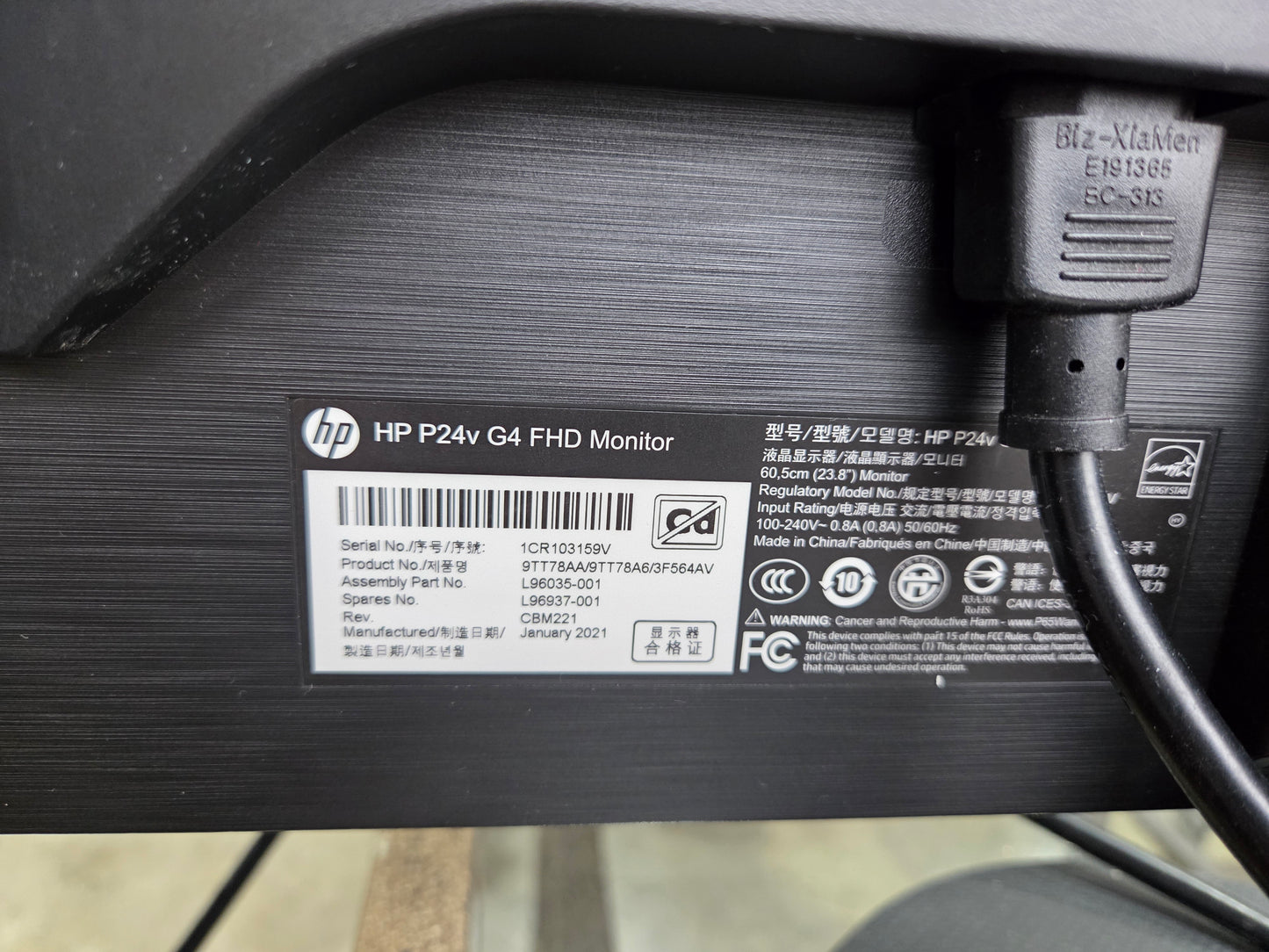 HP P24v G4 23.8" 1080p FHD LED Monitor - Black