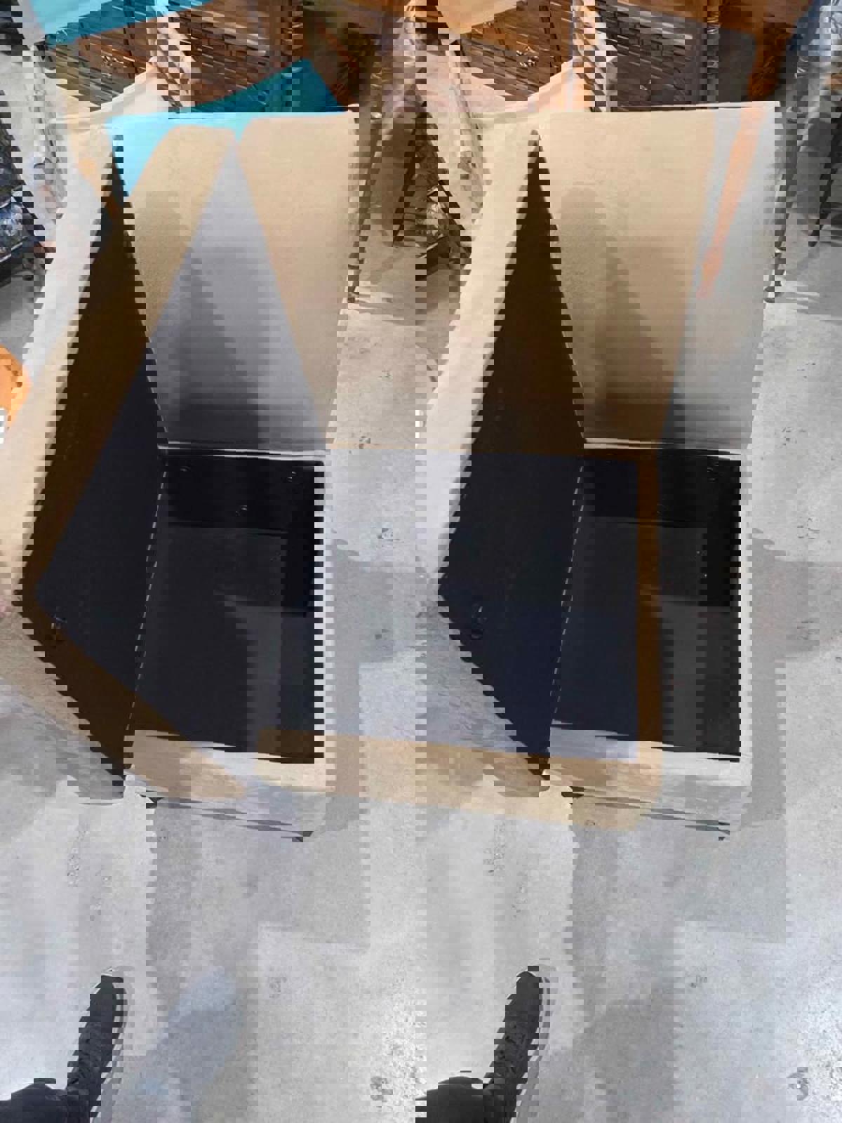 Tan Armless Accent Chair with Storage