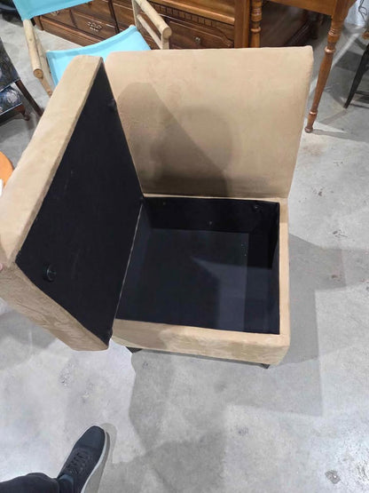 Tan Armless Accent Chair with Storage