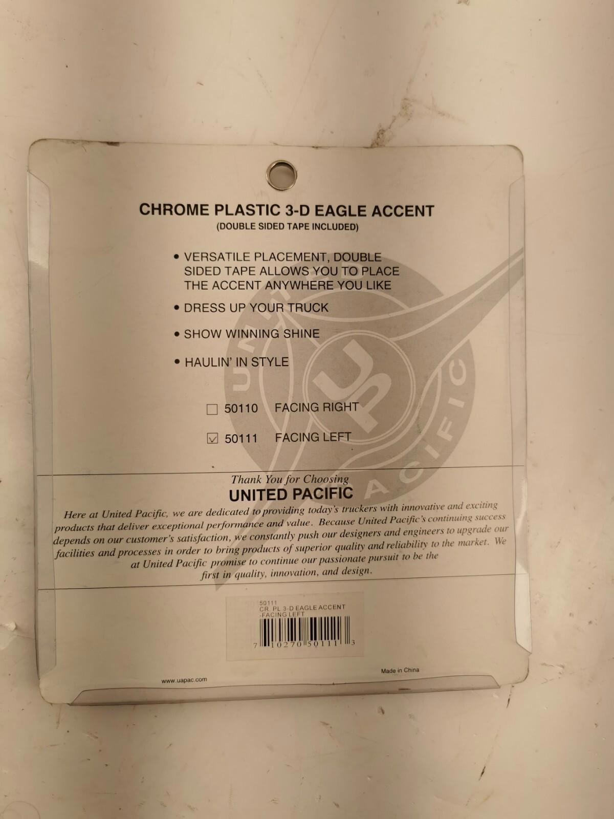 United Pacific Chrome Plastic Flying Eagle Accent - Facing Left