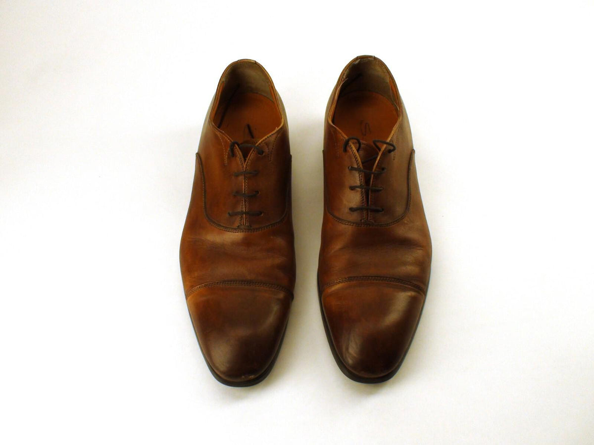 Chaussures Oxford Santoni Salem en cuir marron, BON ÉTAT - 392055 2 D Taille 10 US
