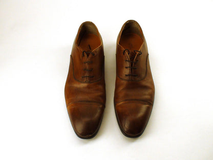 GOOD CONDITION Santoni Salem Oxford Brown Leather Shoes - 392055 2 D Size 10 US
