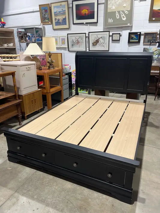 Queen size bed frame black