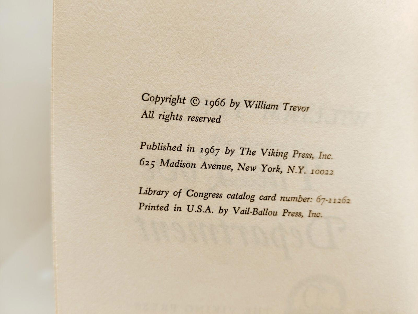 The Love Department by William Trevor 1967 HC Book with Dust Jacket
