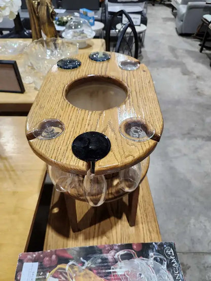 Vintage Wooden Wine Serving Rack