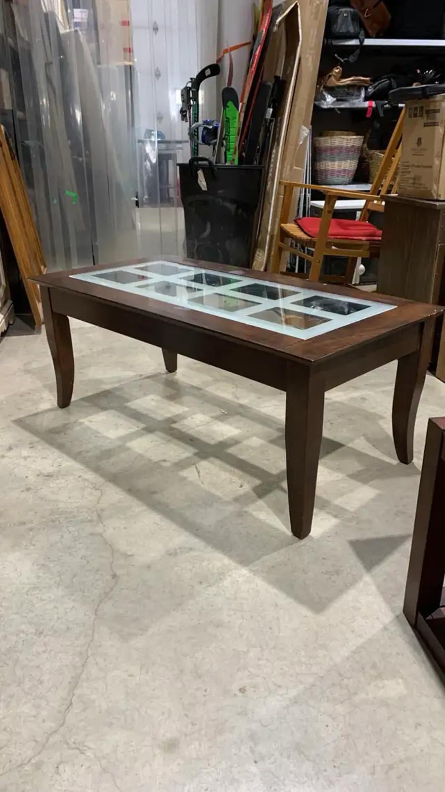 Frosted Glass Wooden Coffee Table