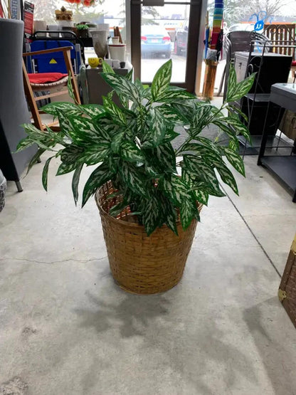 Potted Fake Plant with Wicker Pot