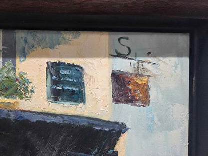 Framed painting street scene 40x27"
