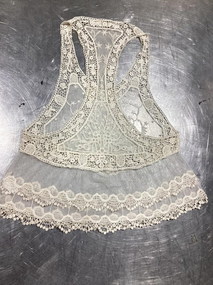 Cream Ivory Lace Racerback Tank – Elegant Crochet Detail