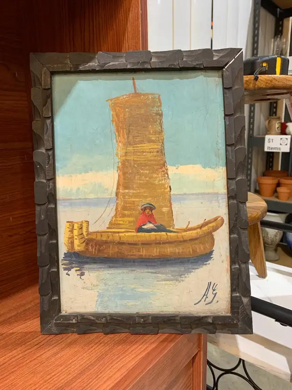 Peruvian Sailing Man Painting