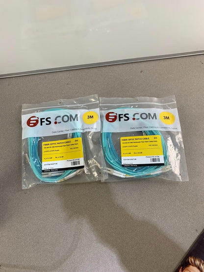 Lot of 2 FS.Com 50/126 OM3 Multimode FIBER OPTIC PATCH CABLE Length 5M