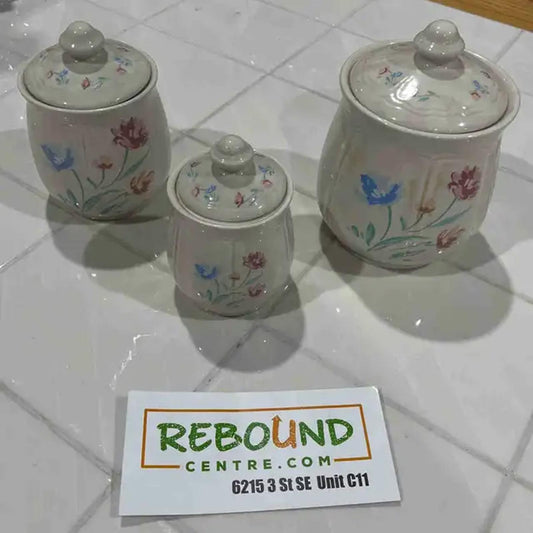 Floral Ceramic Canister Set of 3