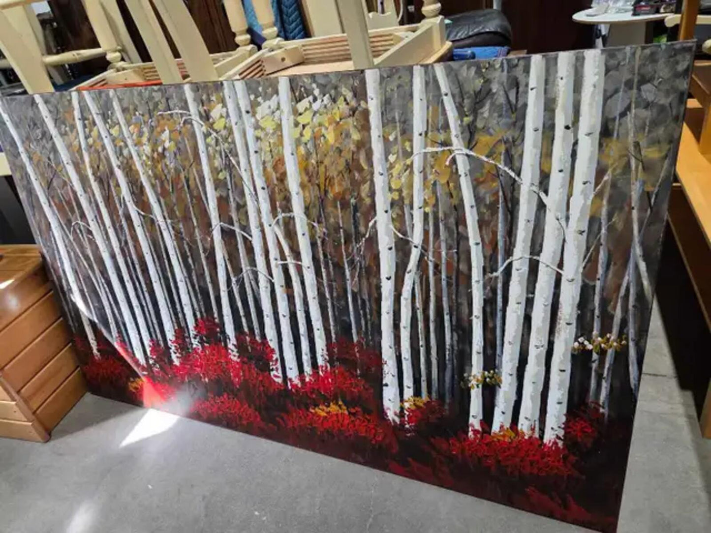 Large Aspen Trees Canvas Painting