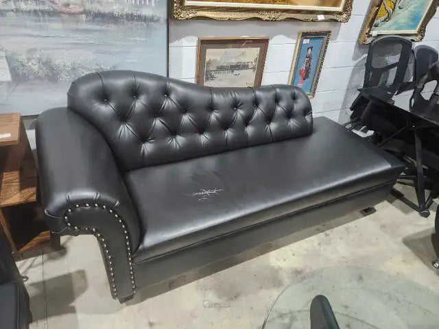 Black Faux Leather Sofa Set