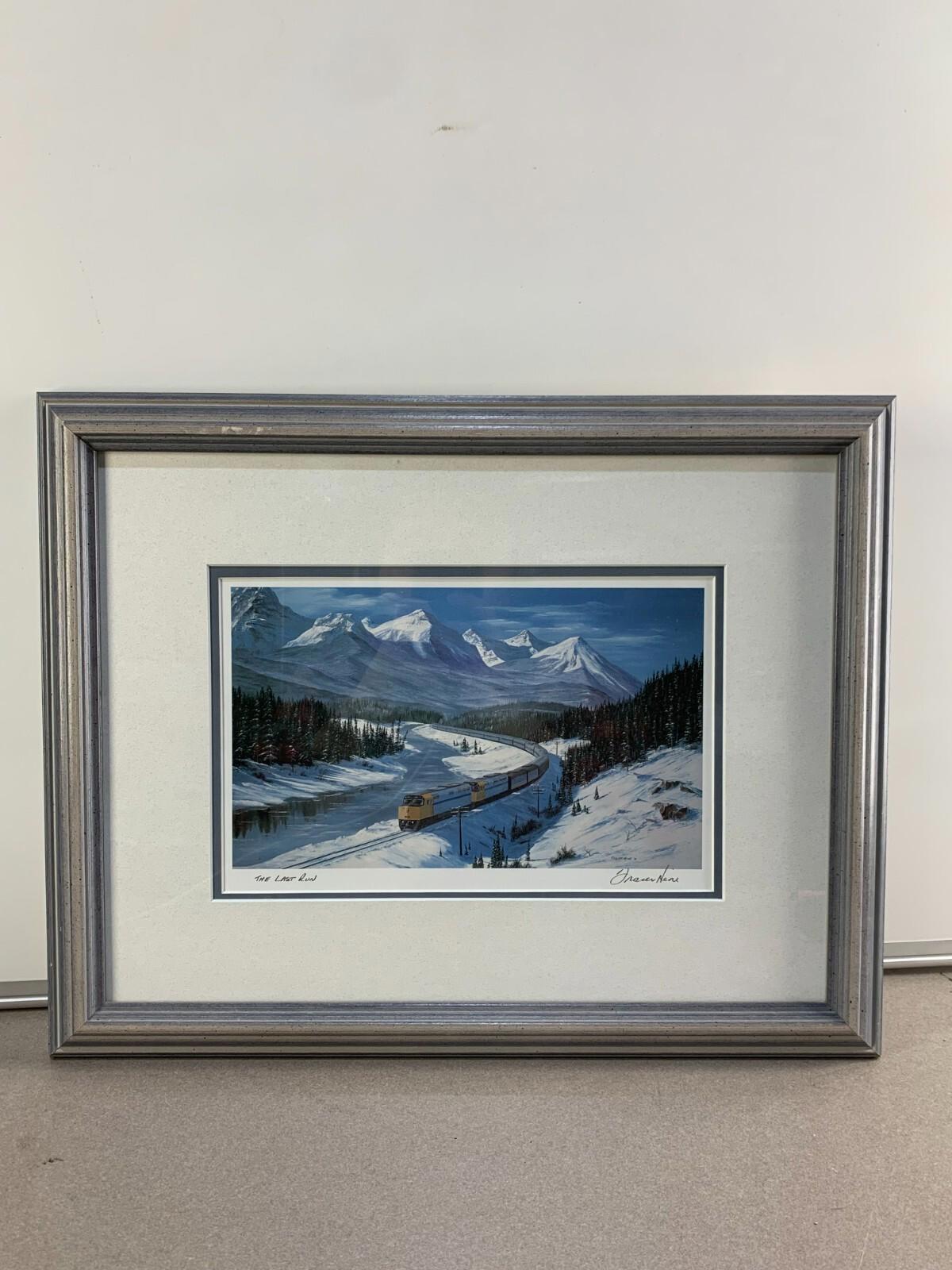 FRASER HINE "THE LAST RUN" art print Via Train Rocky Mountains
