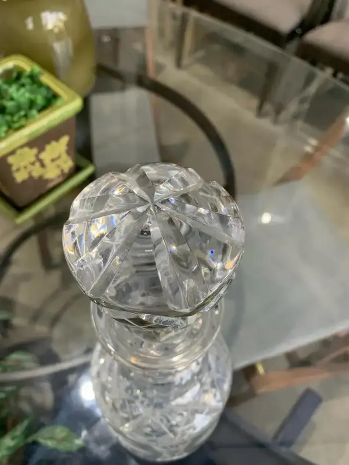 Pinwheel Crystal Decanter - minor chipping on stopper