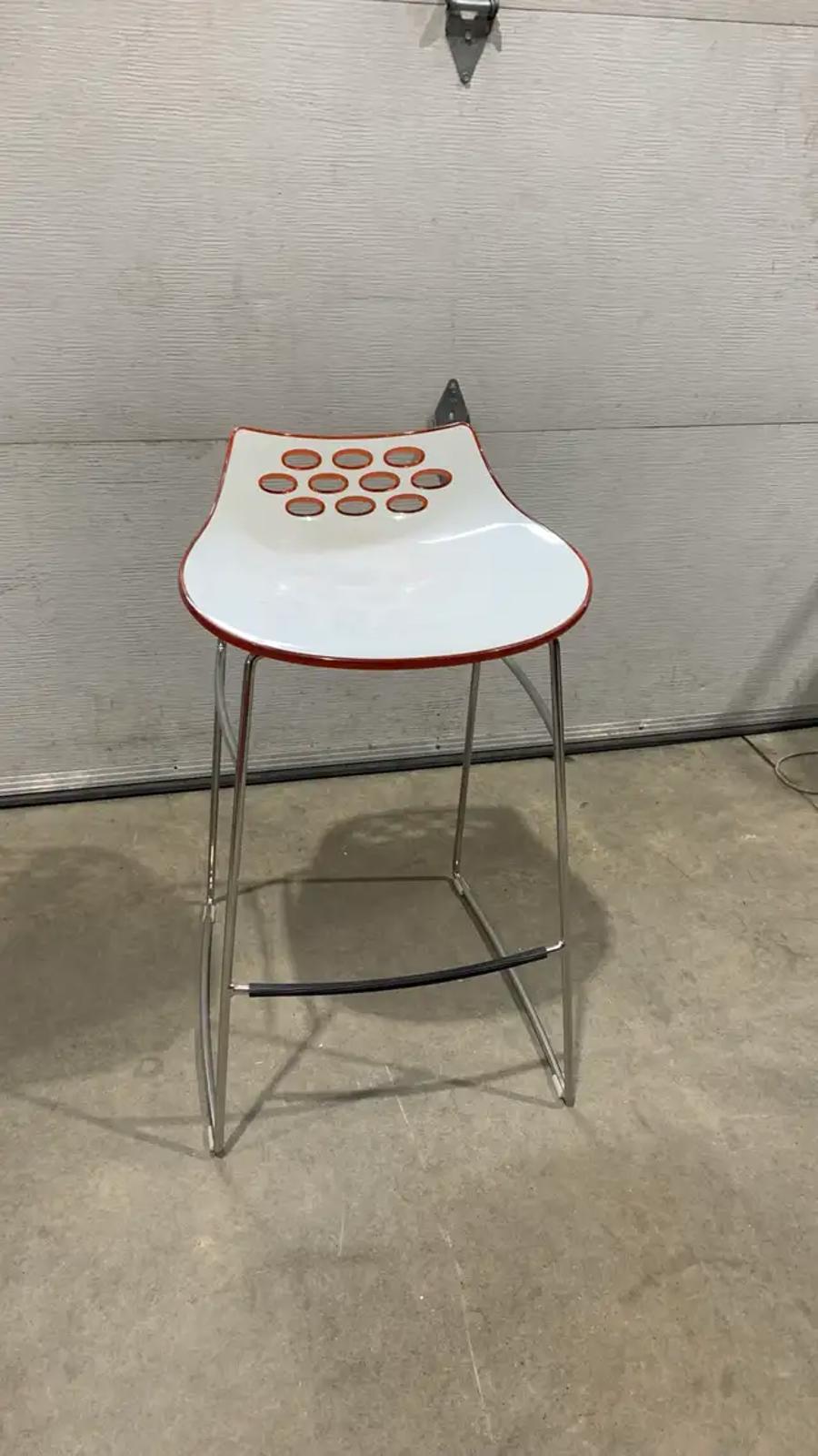 Calligaris White and Orange Bar Stool