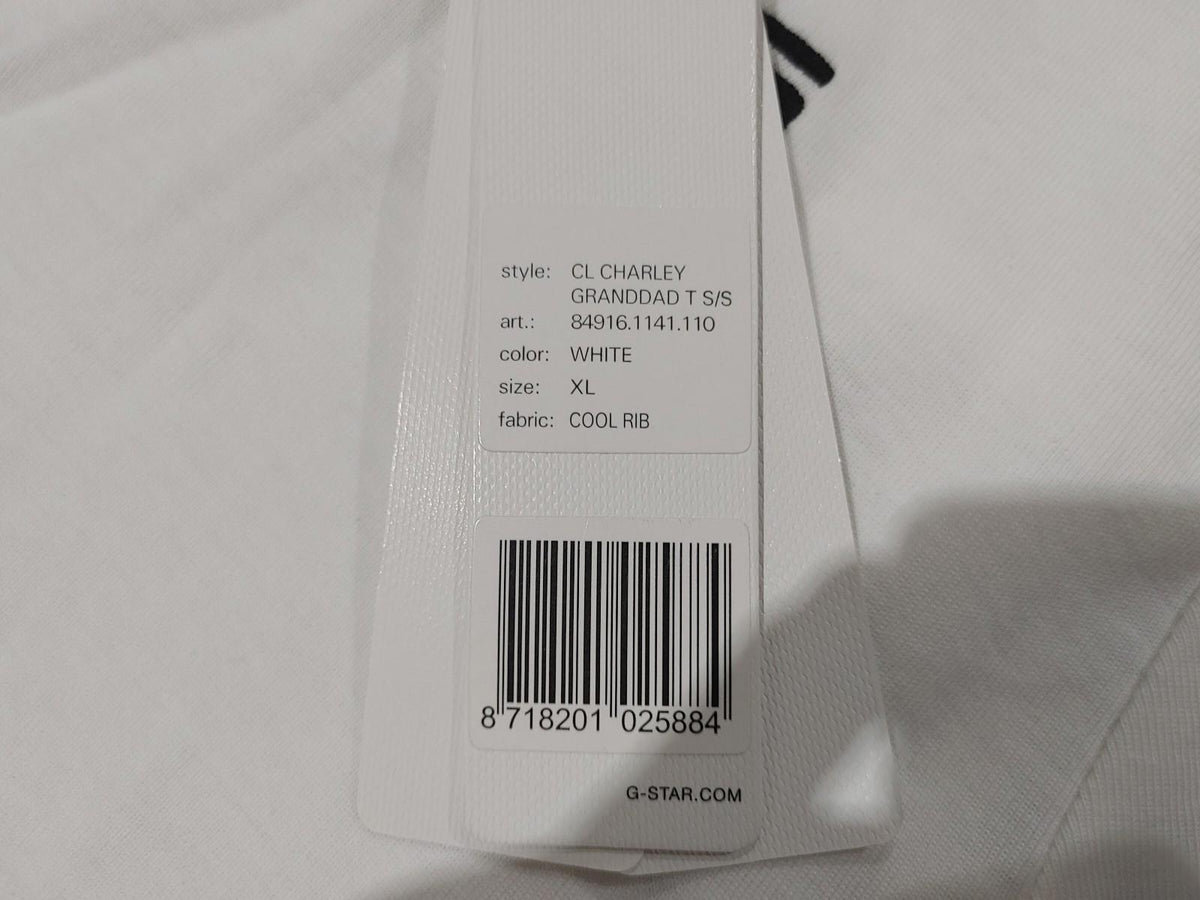 T-shirt G-Star RAW CorrectLine Charley Granddad tout neuf, blanc, taille XL homme