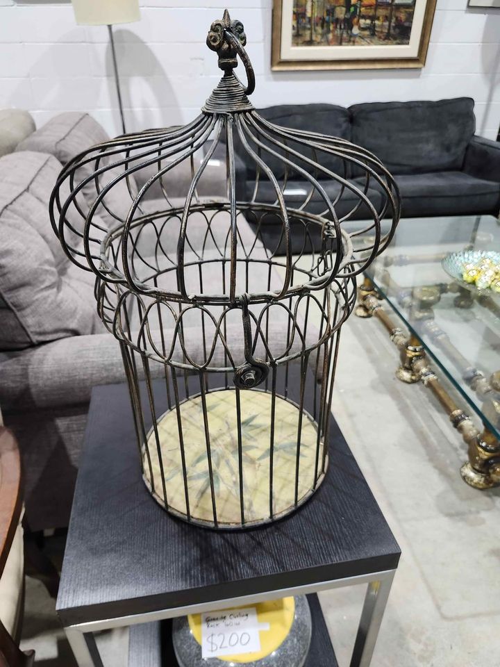 Vintage 1960s Wrought Iron Birdcage