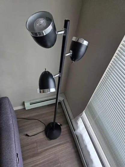 Black Metal 3-Light Tree Floor Lamp